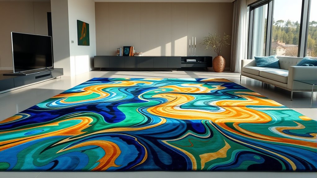 elegant abstract silk rugs