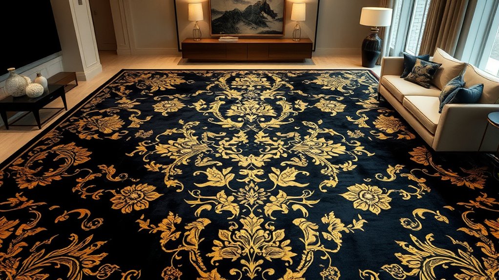 luxury black gold silk rugs