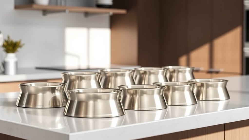 stylish elevated stainless bowls