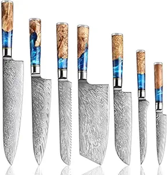 SENKEN 7-Piece Damascus Kitchen Knife Set