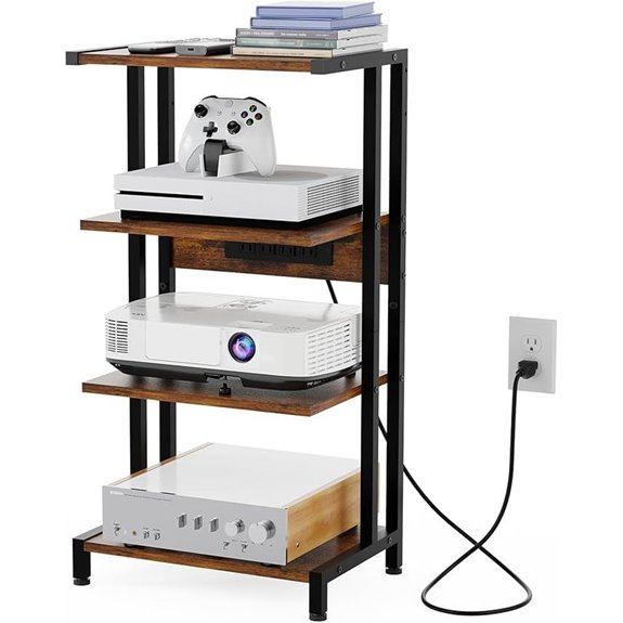 15 Best Game Storage Stands to Keep Your Gaming Room Organized in 2026 3 X-cosrack 4-Tier AV Media Stand with Power Strips