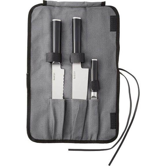 Babish German Steel 3-Piece Knife Set with Roll