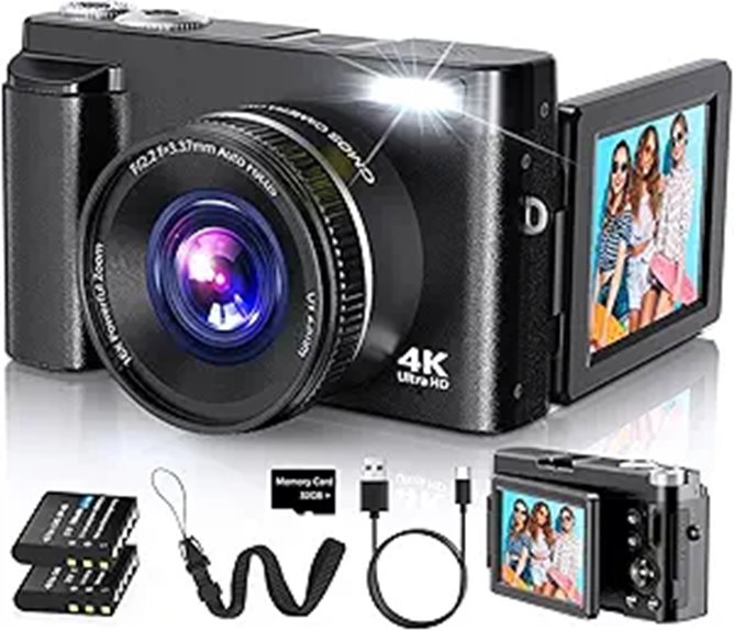 15 Best Compact Cameras for Travel in 2026: Capture Every Adventure With Ease 4 4K 48MP Vlogging Camera with Flip Screen and Zoom
