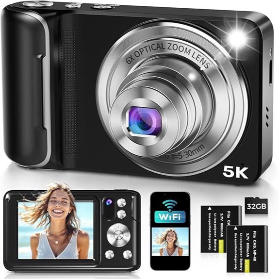 15 Best Compact Cameras for Travel in 2026: Capture Every Adventure With Ease 17 5K Digital Camera with WiFi 64MP Dual Lens