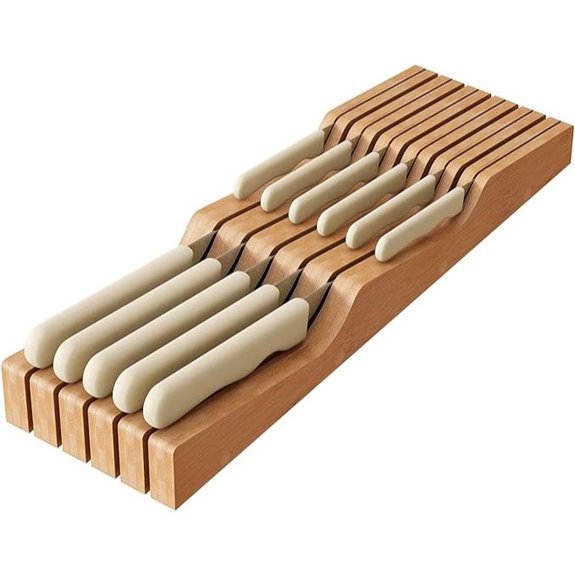 In-Drawer Bamboo Knife Block Organizer (11 Knives)