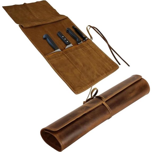 15 Best Knife Rolls for Chefs in 2026 That Pros Recommend 2 ELIZO Leather Knife Roll Bag with 4 Slots
