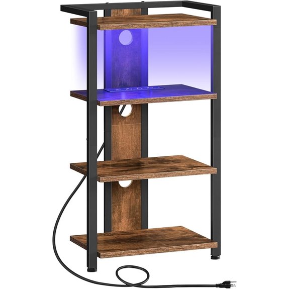 HOOBRO 4-Tier Media Console with Charging & LED
