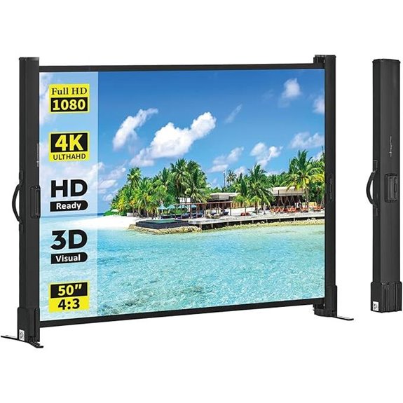 Portable 50-Inch Projector Screen with Stand