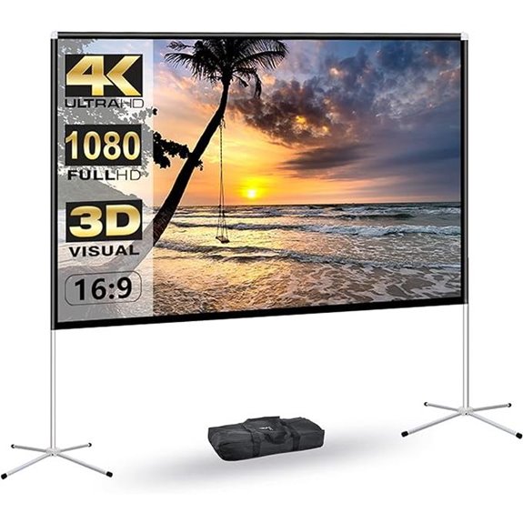 Portable 80-Inch Outdoor 4K Projector Screen with Stand