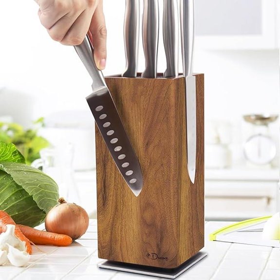 Dmore Rotatable Magnetic Knife Block with Acacia Wood