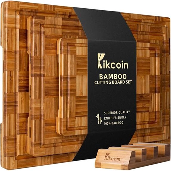 Kikcoin Bamboo Cutting Boards Set (3 Pieces)