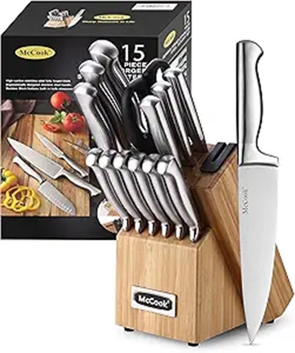 McCook Stainless Steel Knife Block Set with Sharpener