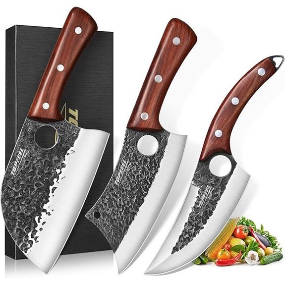 3PCS Butcher Knife Set for Home and Camping