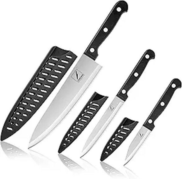 Kitchen Knife Set - 3 Pieces with Sheaths