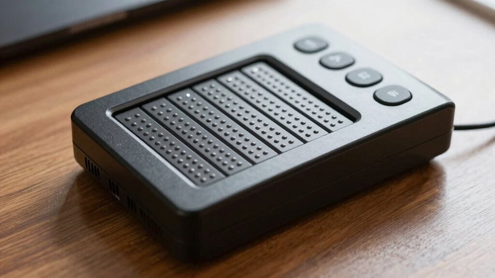 Refreshable Braille Displays: The Basics in Plain English 8 key braille device features
