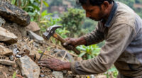A poor laborer named Dashrath Manjhi, in Gehlaur, India, spent 22 years carving a road through a mountain with just a hammer and chisel after his wife died because the nearest hospital was separated from their village by an entire mountain, forcing people to travel nearly 70 km extra.