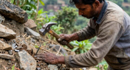 A poor laborer named Dashrath Manjhi, in Gehlaur, India, spent 22 years carving a road through a mountain with just a hammer and chisel after his wife died because the nearest hospital was separated from their village by an entire mountain, forcing people to travel nearly 70 km extra.