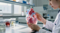 this is a decellularized ghost heart where scientists completely wash away all the blood and living cells leaving only the pure white protein scaffold so they can inject it with new stem cells to grow a custom organ
