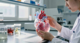 this is a decellularized ghost heart where scientists completely wash away all the blood and living cells leaving only the pure white protein scaffold so they can inject it with new stem cells to grow a custom organ